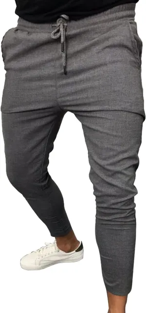 JEShifangjiusu Men's Casual Linen Pants Elastic Waist Drawstring Cotton Trousers Loose Soft Stretch Chino Pant Jogger Pants