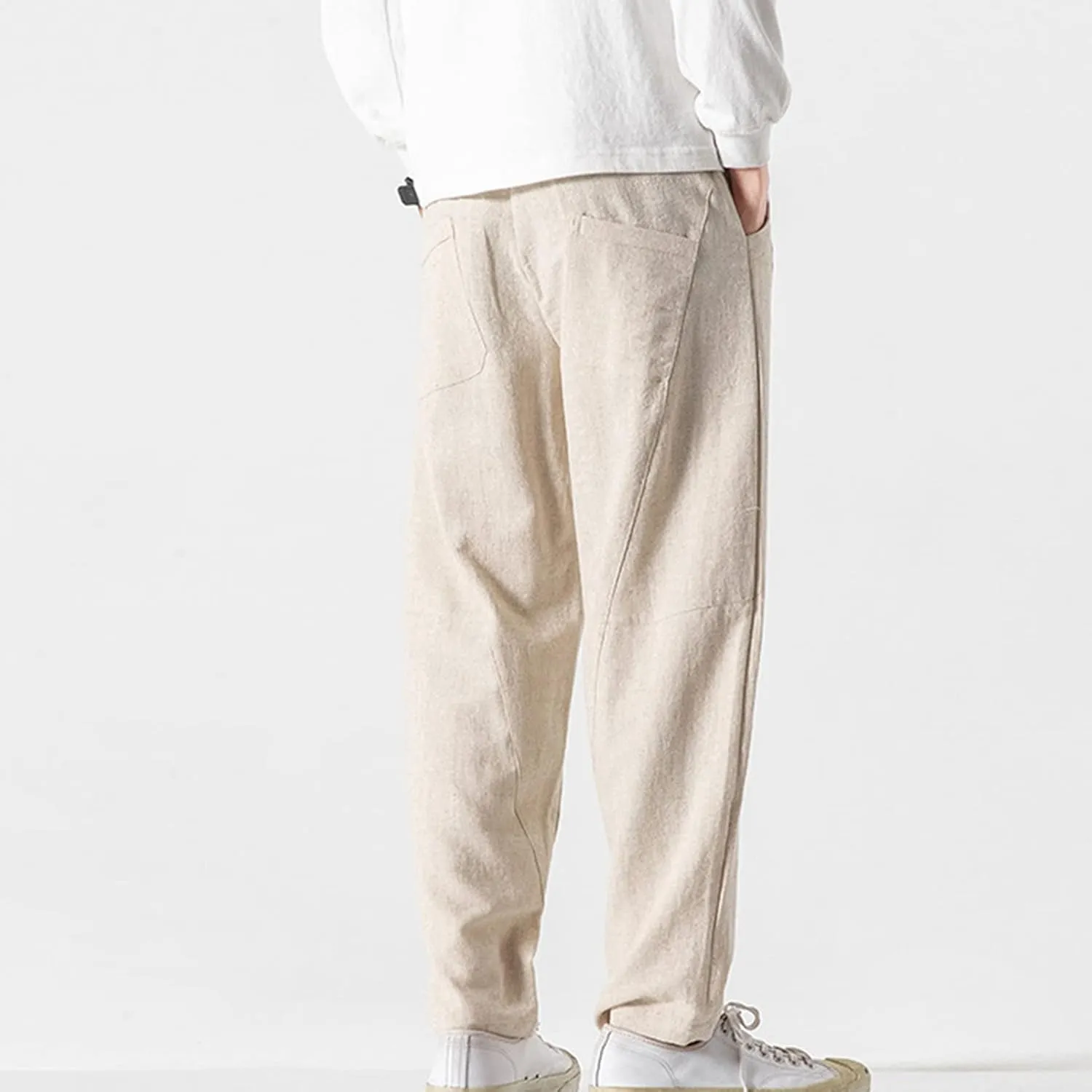 JEShifangjiusu Men's Comfort Stretch Cotton Chino Pants Loose Fit Casual Trousers Lightweight Elastic Waist Summer Beach Pant