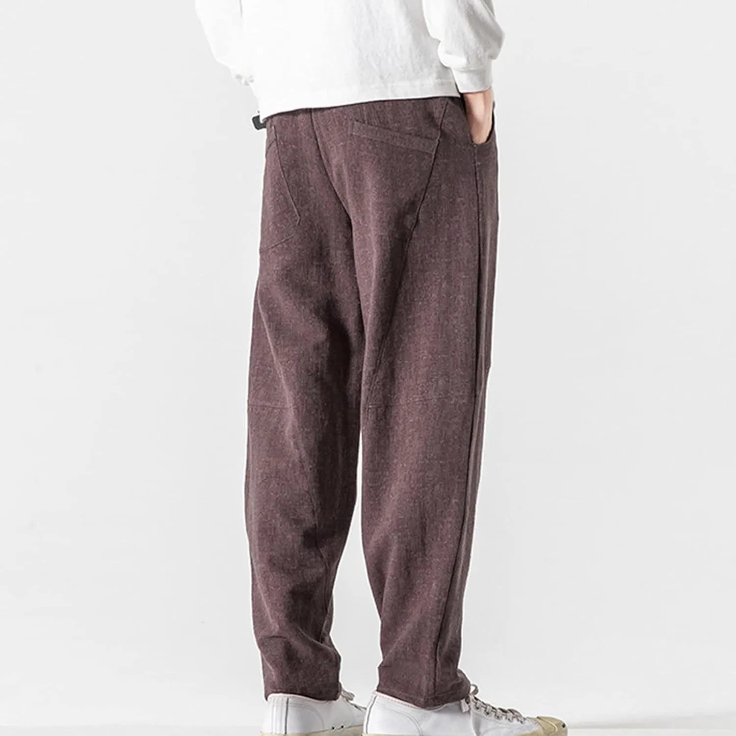 JEShifangjiusu Men's Comfort Stretch Cotton Chino Pants Loose Fit Casual Trousers Lightweight Elastic Waist Summer Beach Pant