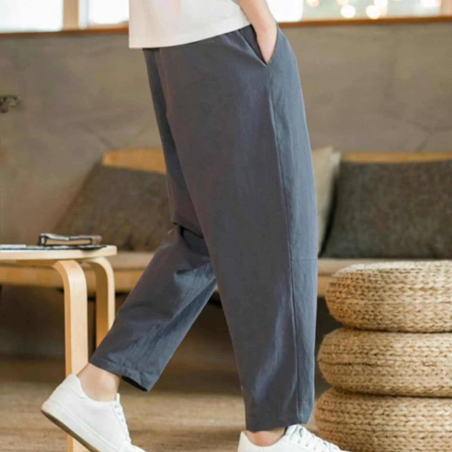 JEShifangjiusu Mens Cotton Athletic Pants Fashion Running Sweatpants Trousers Straight Leg Joggers Long Pant With Pockets