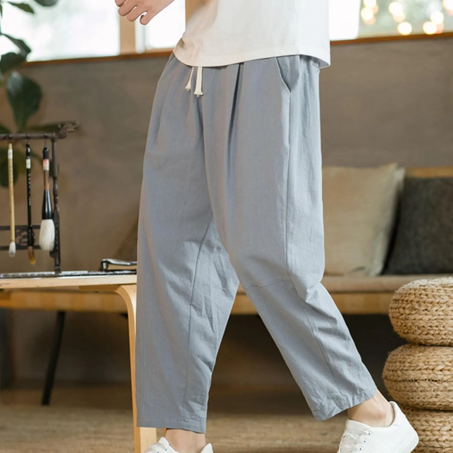 JEShifangjiusu Mens Cotton Athletic Pants Fashion Running Sweatpants Trousers Straight Leg Joggers Long Pant With Pockets