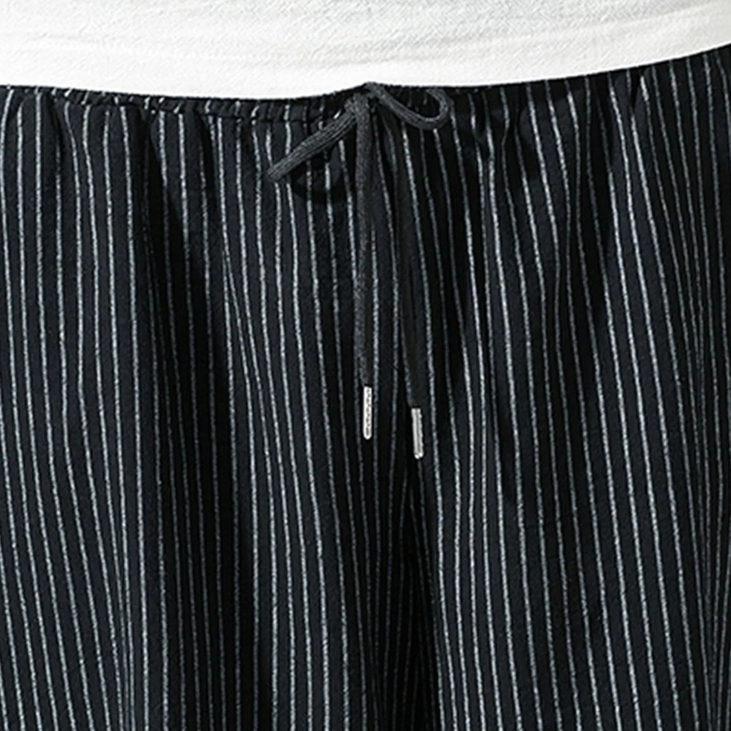 JEShifangjiusu Men'S Linen Cotton Pants Stretch Cropped Chino Skinny Pants Lightweight Elastic Waist Summer Beach Pants