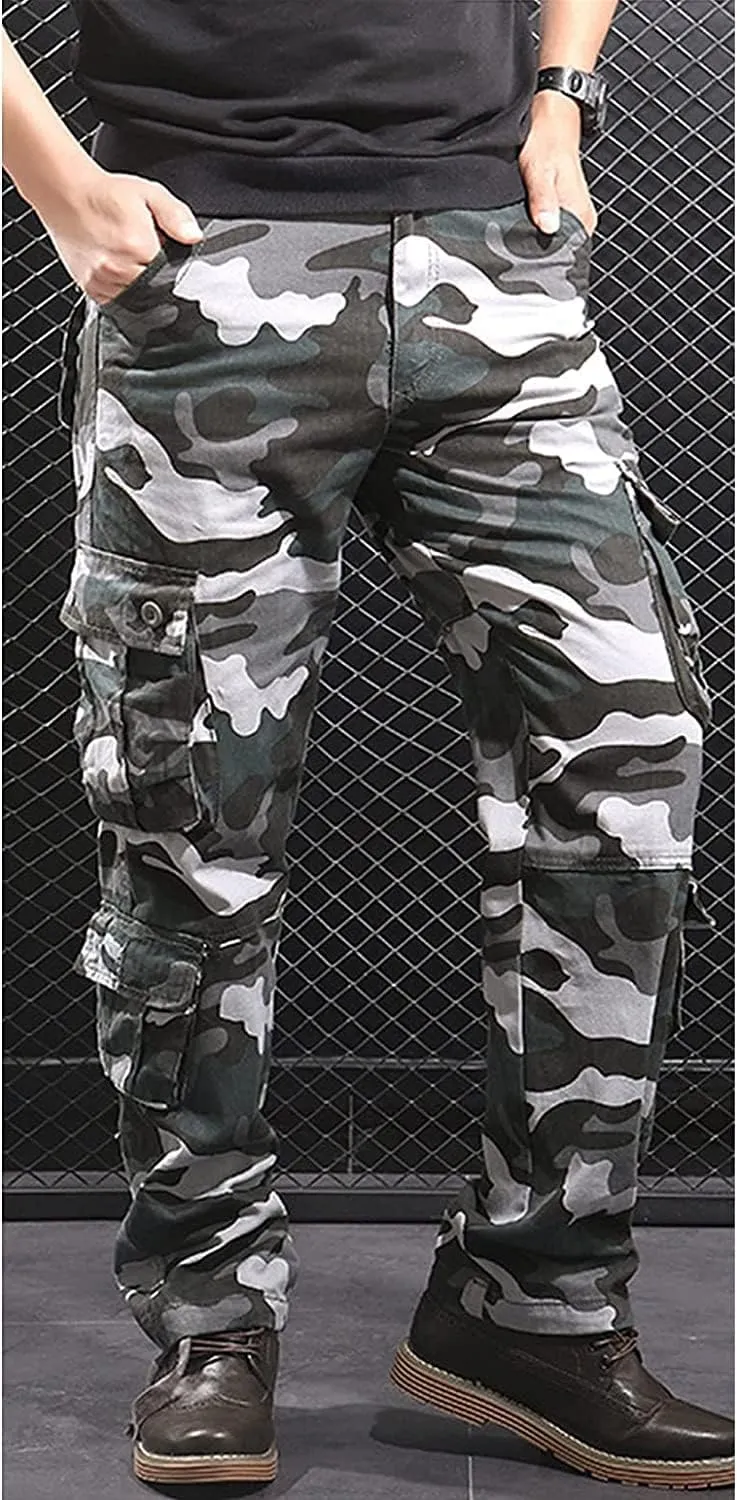 JEShifangjiusu Men'S Outdoor Tactical Pants Lightweight Military Hiking Work Cargo Pants Relaxed-Fit Cargo Pants Multi Pocket