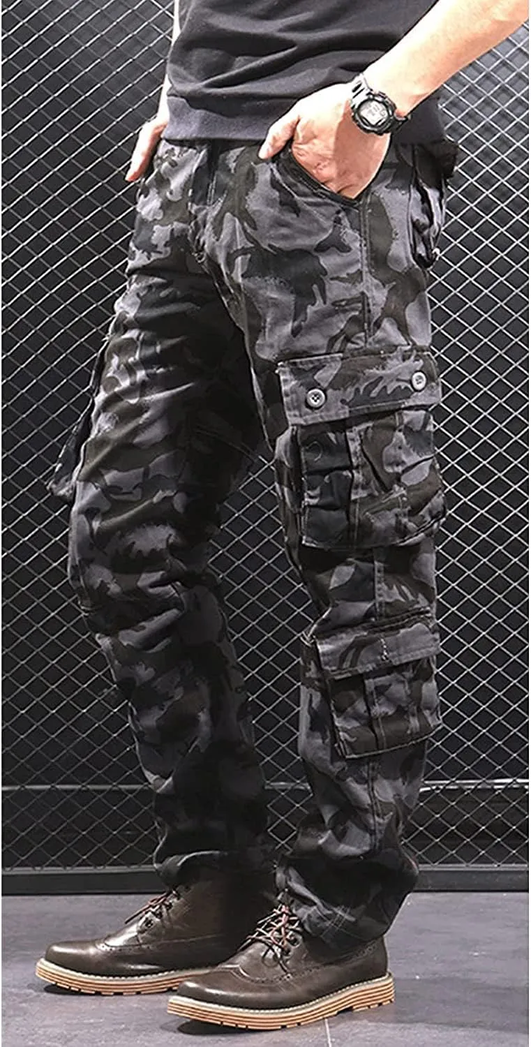 JEShifangjiusu Men'S Outdoor Tactical Pants Lightweight Military Hiking Work Cargo Pants Relaxed-Fit Cargo Pants Multi Pocket