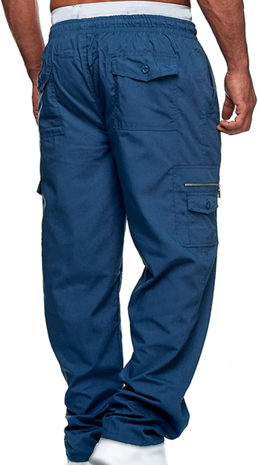 JEShifangjiusu Men'S Sport Jogger Pants Stretch Sweatpants Track Pants Lightweight Tactical Outdoor Cargo Pant Multi Pockets