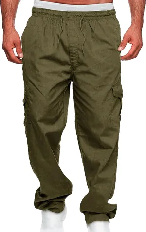 JEShifangjiusu Men'S Sport Jogger Pants Stretch Sweatpants Track Pants Lightweight Tactical Outdoor Cargo Pant Multi Pockets