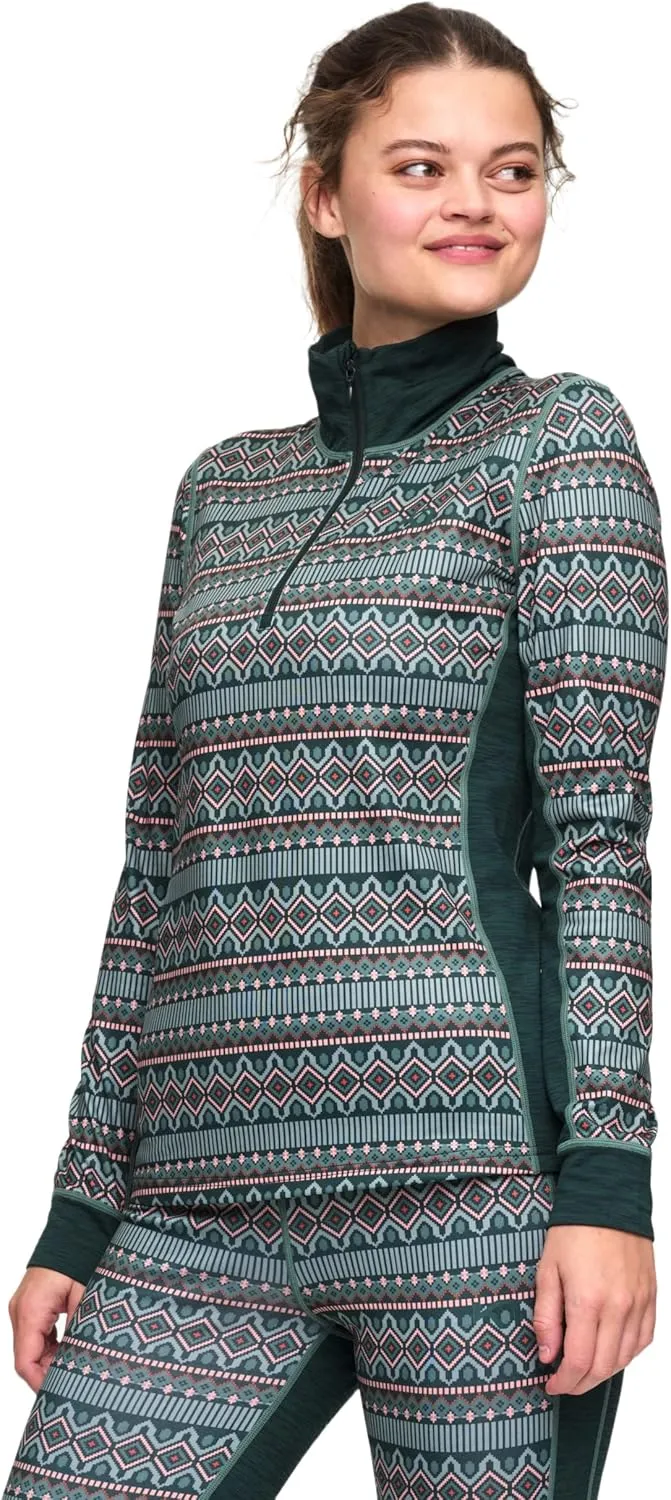 Kari Traa Lune Half Zip Women's Base Layer Top- Polyester Blend Fitted Long Sleeve Knit Thermal Shirt