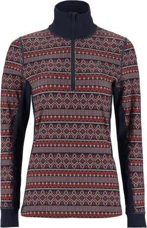 Kari Traa Lune Half Zip Women's Base Layer Top- Polyester Blend Fitted Long Sleeve Knit Thermal Shirt