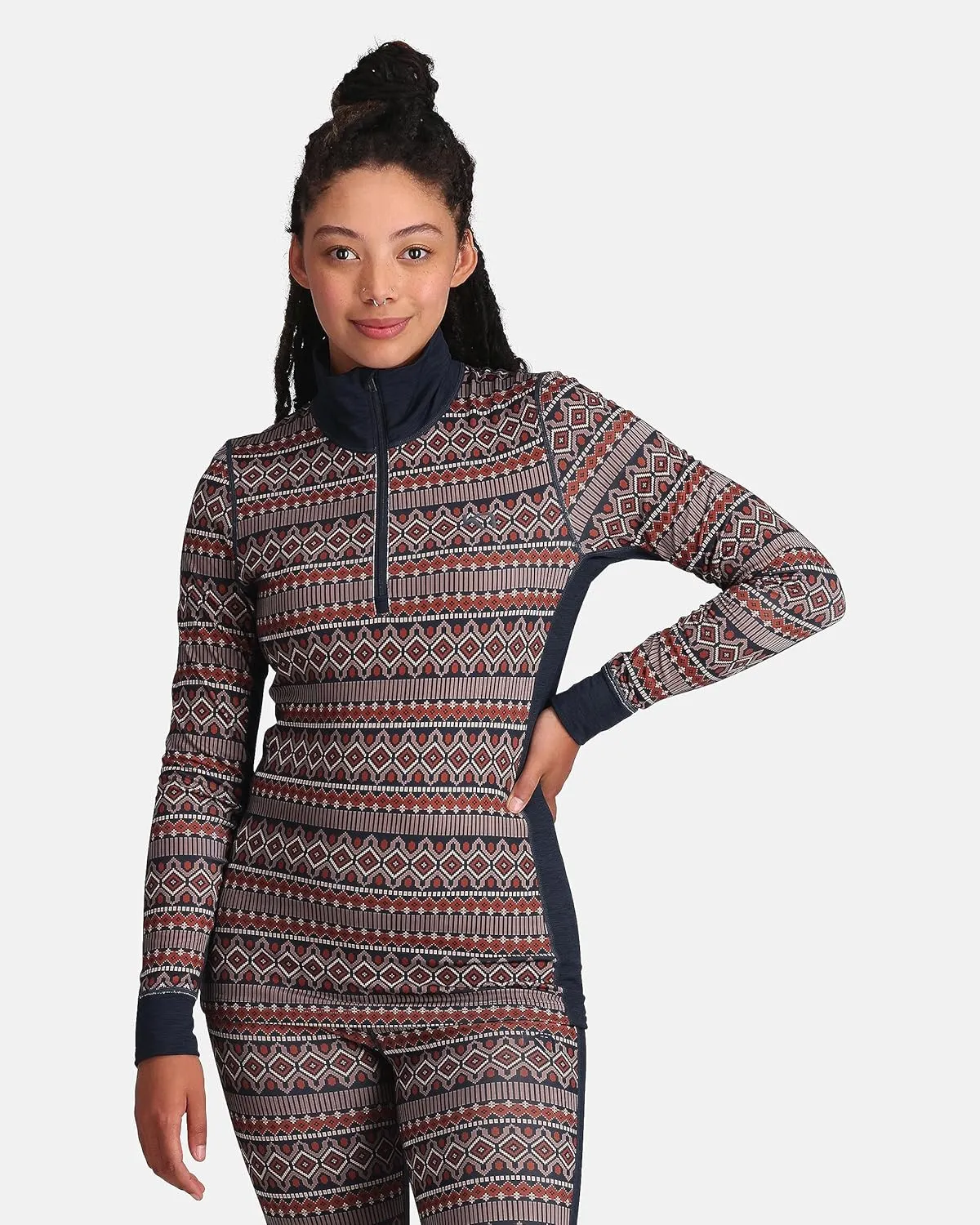 Kari Traa Lune Half Zip Women's Base Layer Top- Polyester Blend Fitted Long Sleeve Knit Thermal Shirt