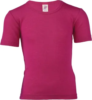 Kid's Short Sleeve Thermal Shirt: Warm and Thin Base Layer Top, Organic Merino Wool Silk, Sizes 2-15 Years