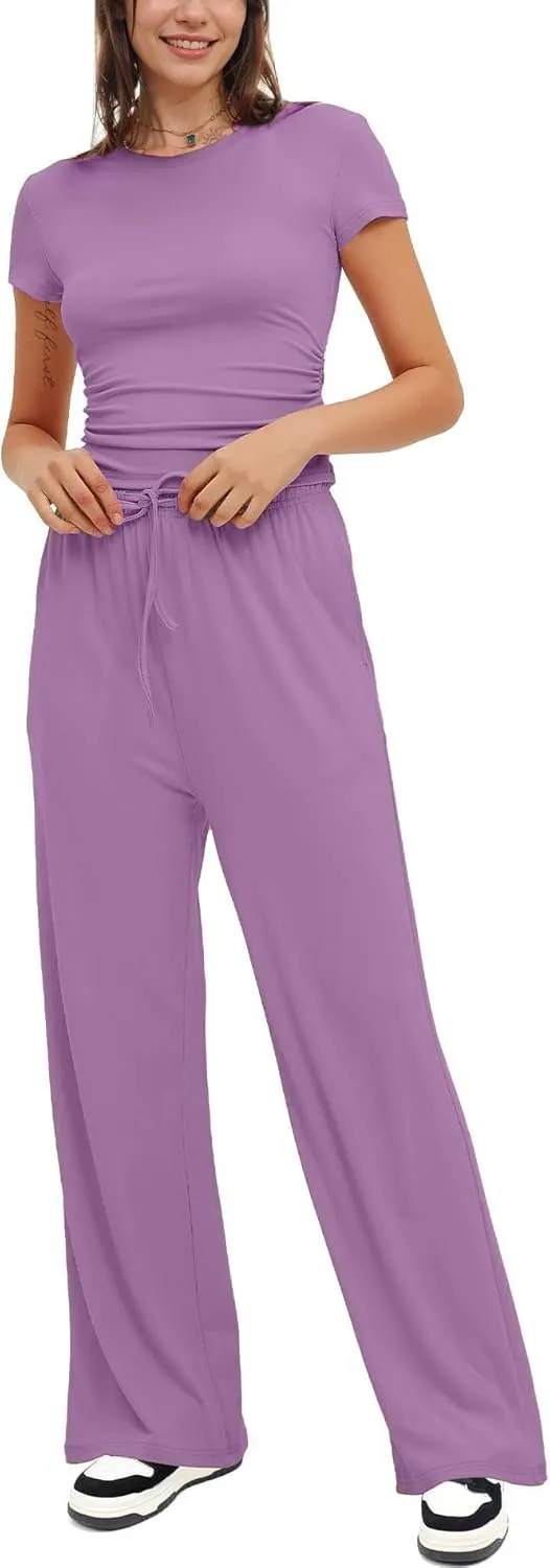 LICOBOD Comfy vacation travel biker Lounge sets 2 piece outfits for women shorts casual Workout Tracksuit Sets Streetwear