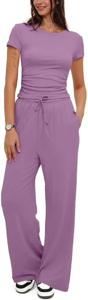 LICOBOD Comfy vacation travel biker Lounge sets 2 piece outfits for women shorts casual Workout Tracksuit Sets Streetwear