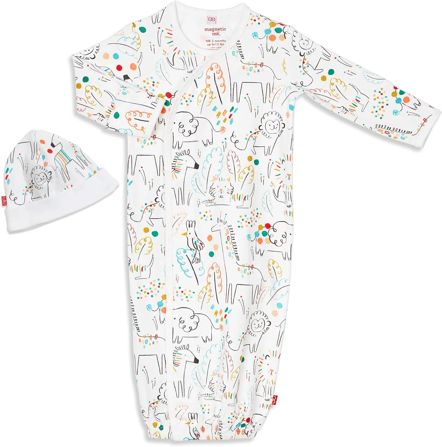 Magnetic Me Organic Cotton Newborn Sleeper Gown & Hat Set | Super Soft Organic Cotton Fabric Sleep Sack
