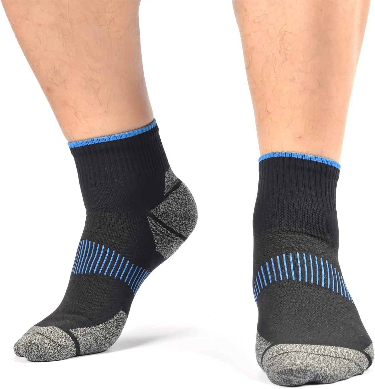 Mens and Womens Anti Odor Blister Resistant Seamless Thin Compression Quarter Crew Athletic Cycling Socks