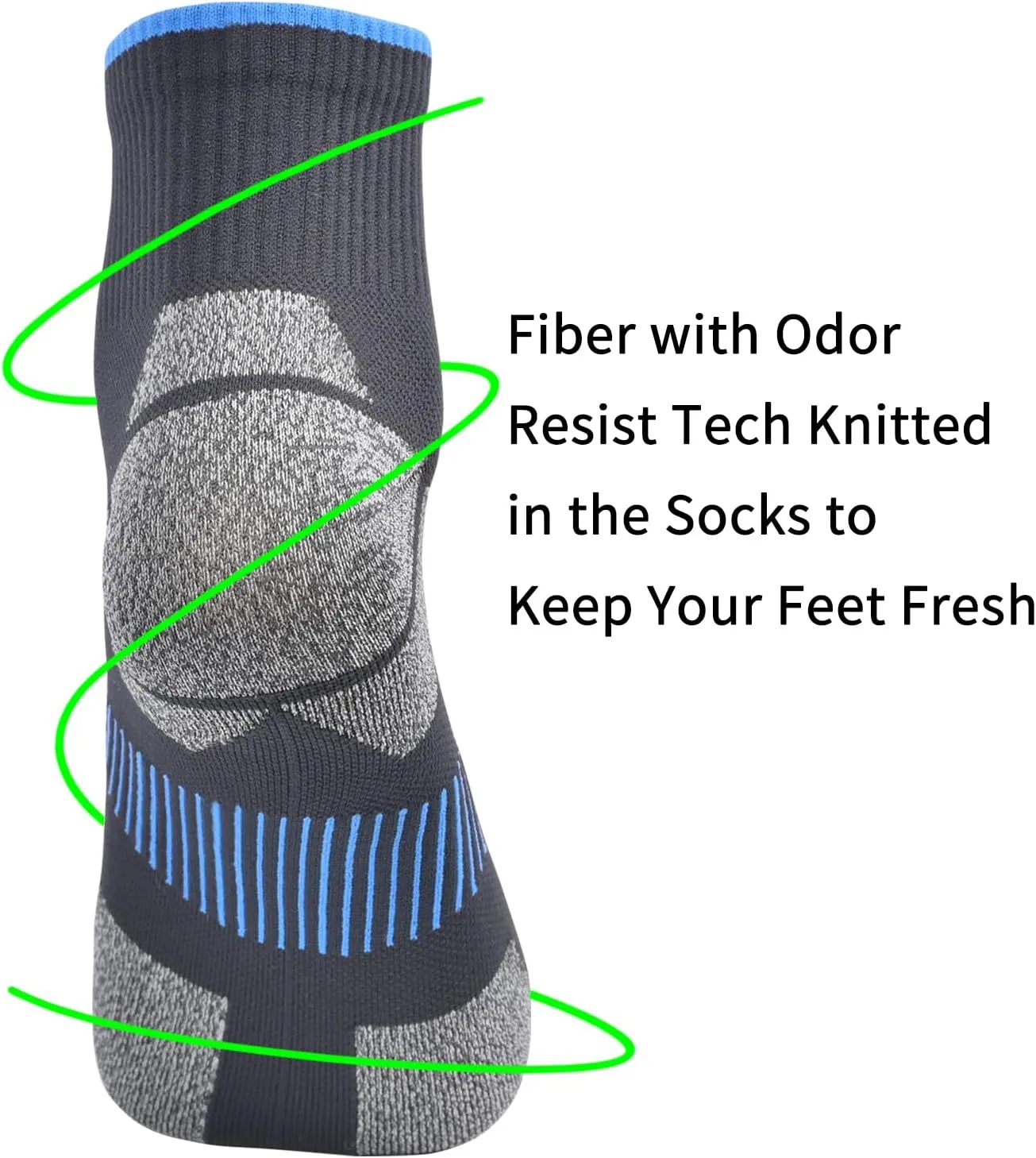 Mens and Womens Anti Odor Blister Resistant Seamless Thin Compression Quarter Crew Athletic Cycling Socks