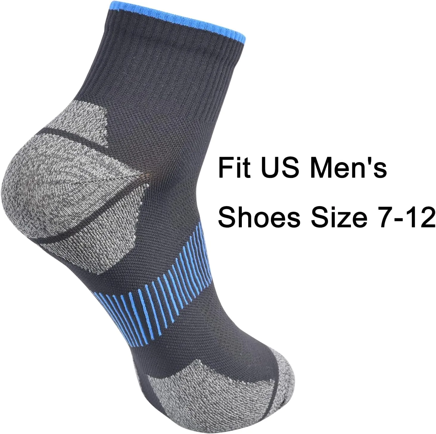 Mens and Womens Anti Odor Blister Resistant Seamless Thin Compression Quarter Crew Athletic Cycling Socks