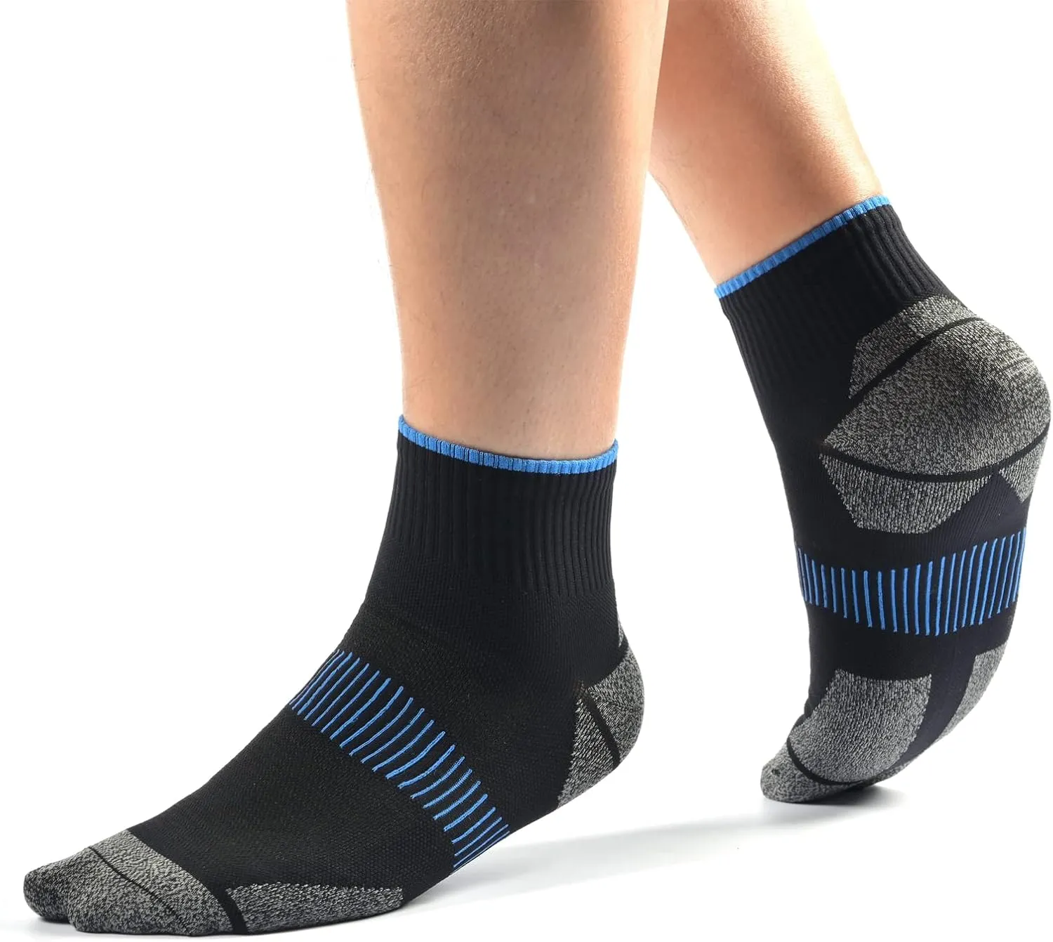 Mens and Womens Anti Odor Blister Resistant Seamless Thin Compression Quarter Crew Athletic Cycling Socks
