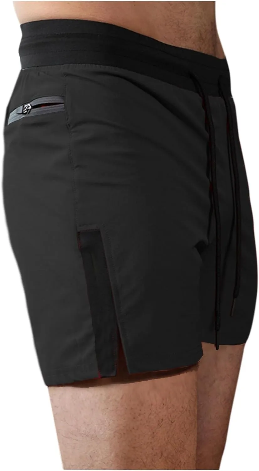 Men's Athletic Gym Shorts 5 Inch Quick Dry Drawstring Elastic Waist Stretch Workout Sports Running Shorts