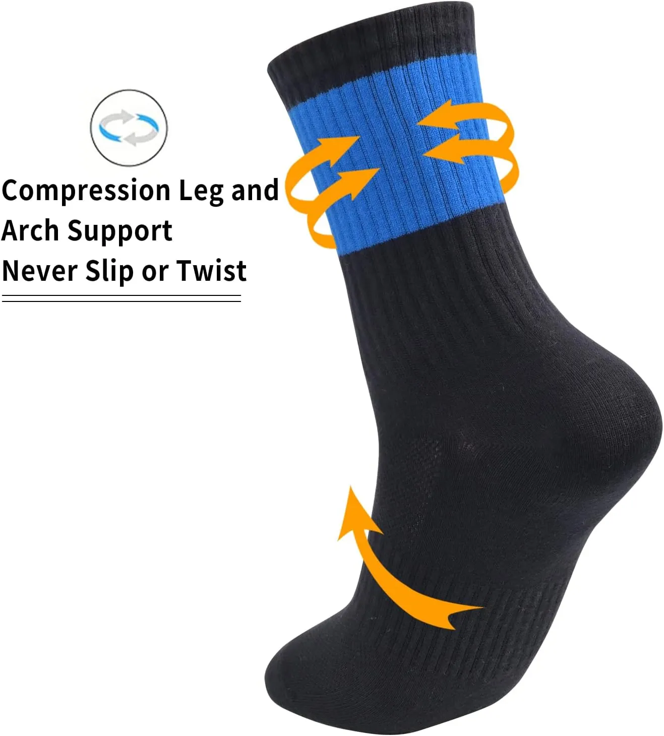 Men's Boy's Anti Odor Stink Resist Breathable Crew Mid Calf Casual Workout Socks