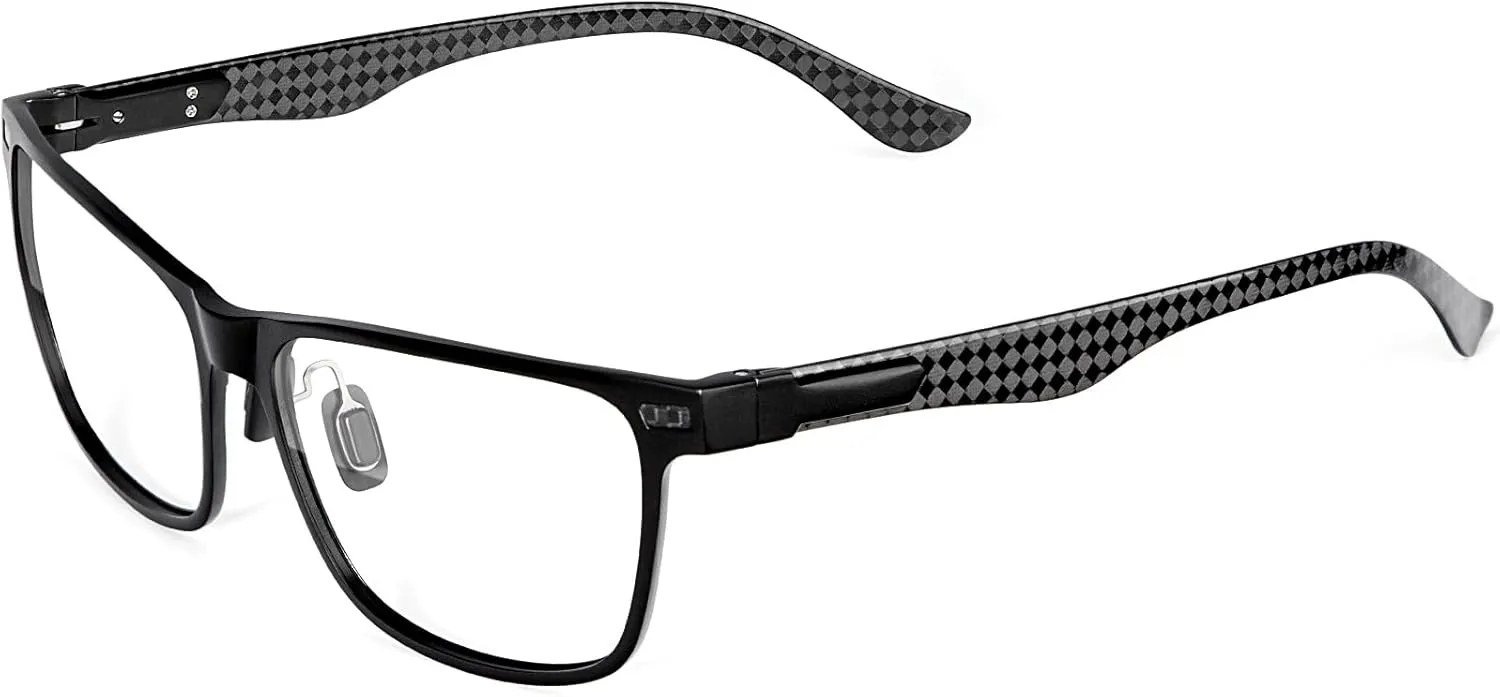 Mens Carbon Fiber Blue Light Blocking Glasses Reduce Eyestrain Glasses Filter UV Light Computer Glasses with Clear Lens