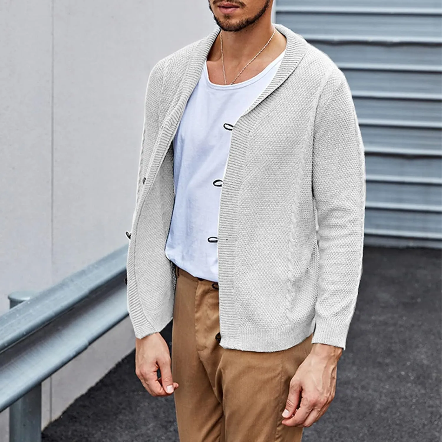 Mens Cardigan Sweater Men's Lightweight Cardigan Sweater Single-Breasted V-Neck Knitted Cardigans Jacket