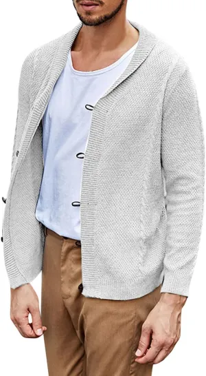 Mens Cardigan Sweater Men's Lightweight Cardigan Sweater Single-Breasted V-Neck Knitted Cardigans Jacket