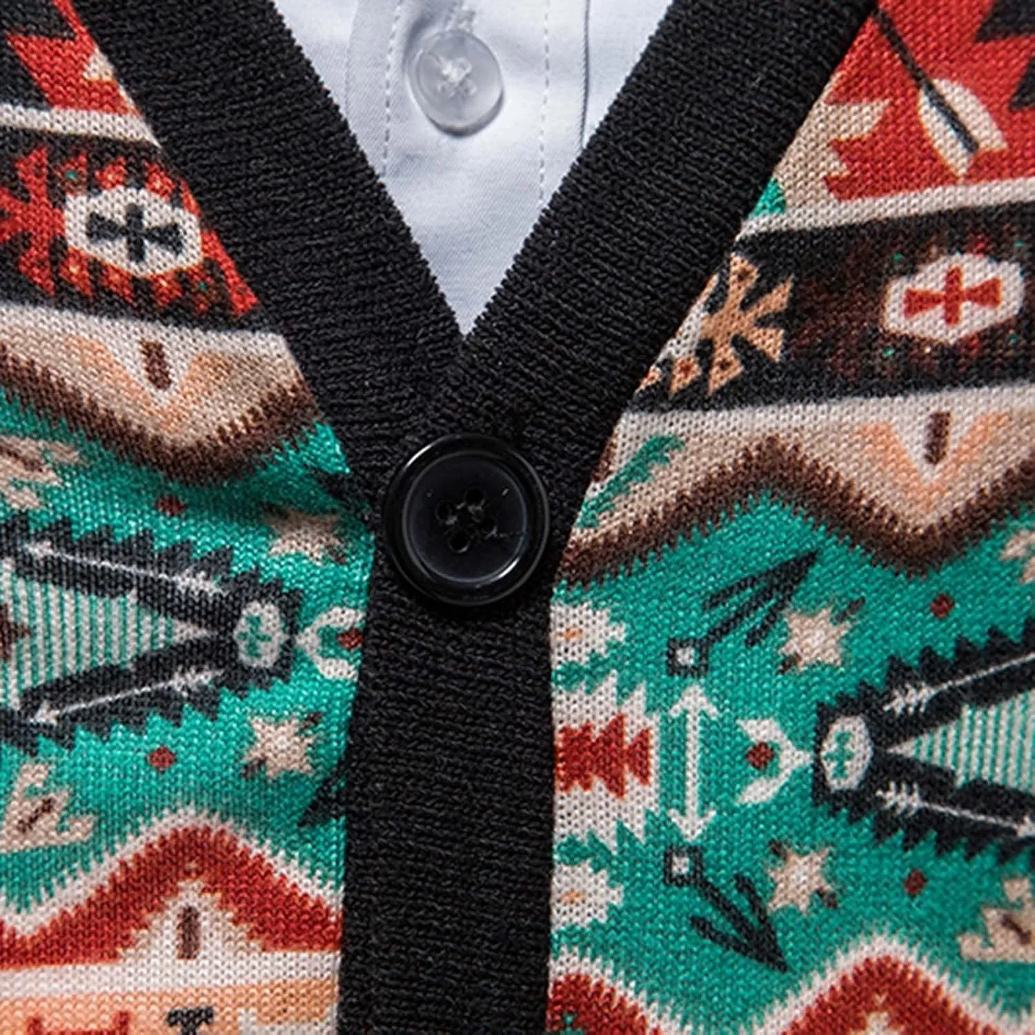 Mens Cardigan Sweaters with Buttons Men's Floral V Neck Open Front Button Down Long Sleeve Knitted Cardigan Sweaters