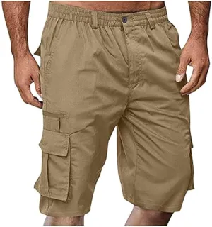 Mens Cargo Shorts Drawstring Elastic Waist Pants Stretch Lightweight Work Shorts 2025 Casual Summer Hiking Pants