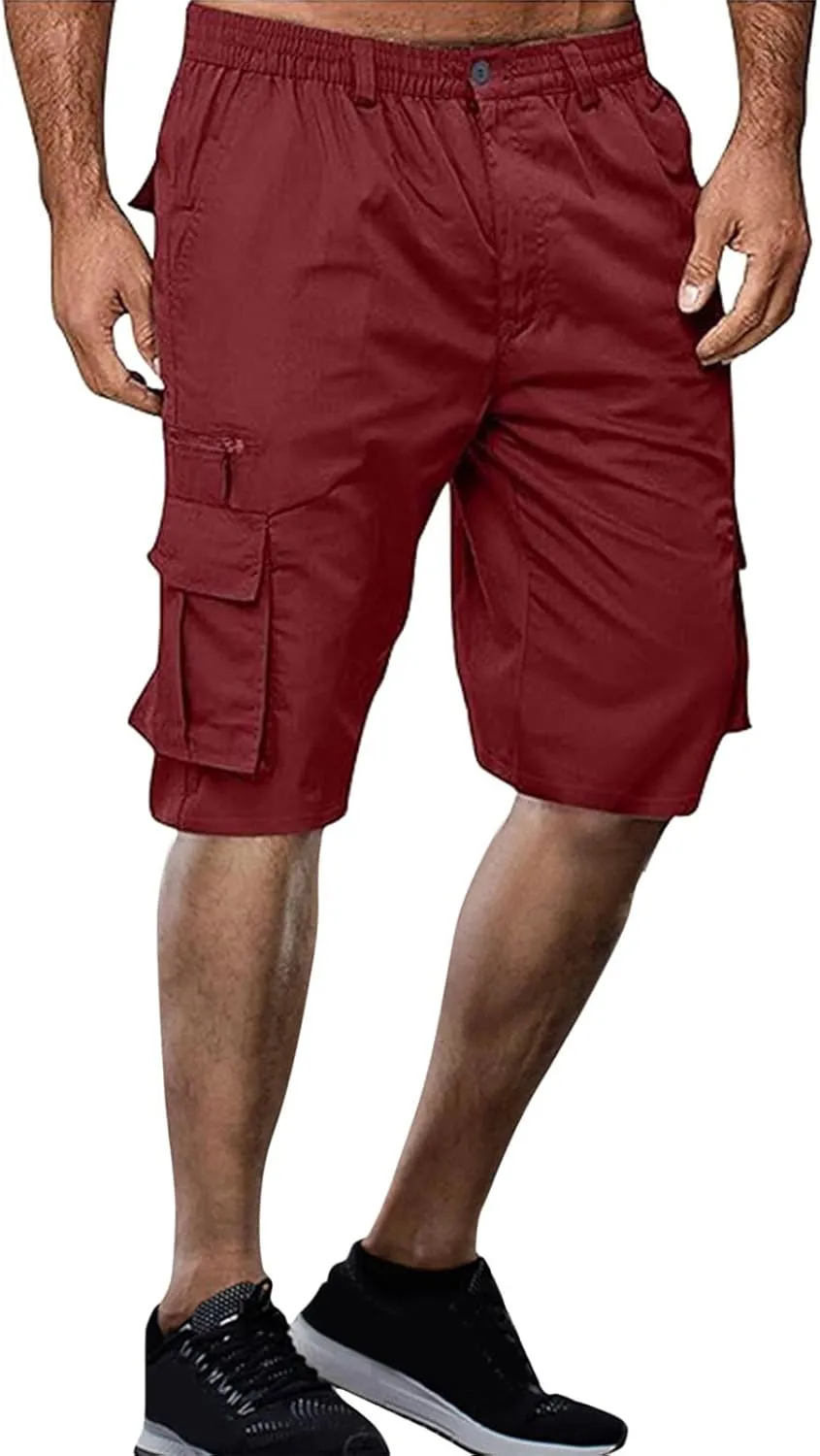Mens Cargo Shorts Drawstring Elastic Waist Pants Stretch Lightweight Work Shorts 2025 Casual Summer Hiking Pants