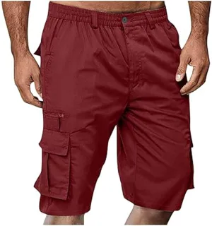 Mens Cargo Shorts Drawstring Elastic Waist Pants Stretch Lightweight Work Shorts 2025 Casual Summer Hiking Pants