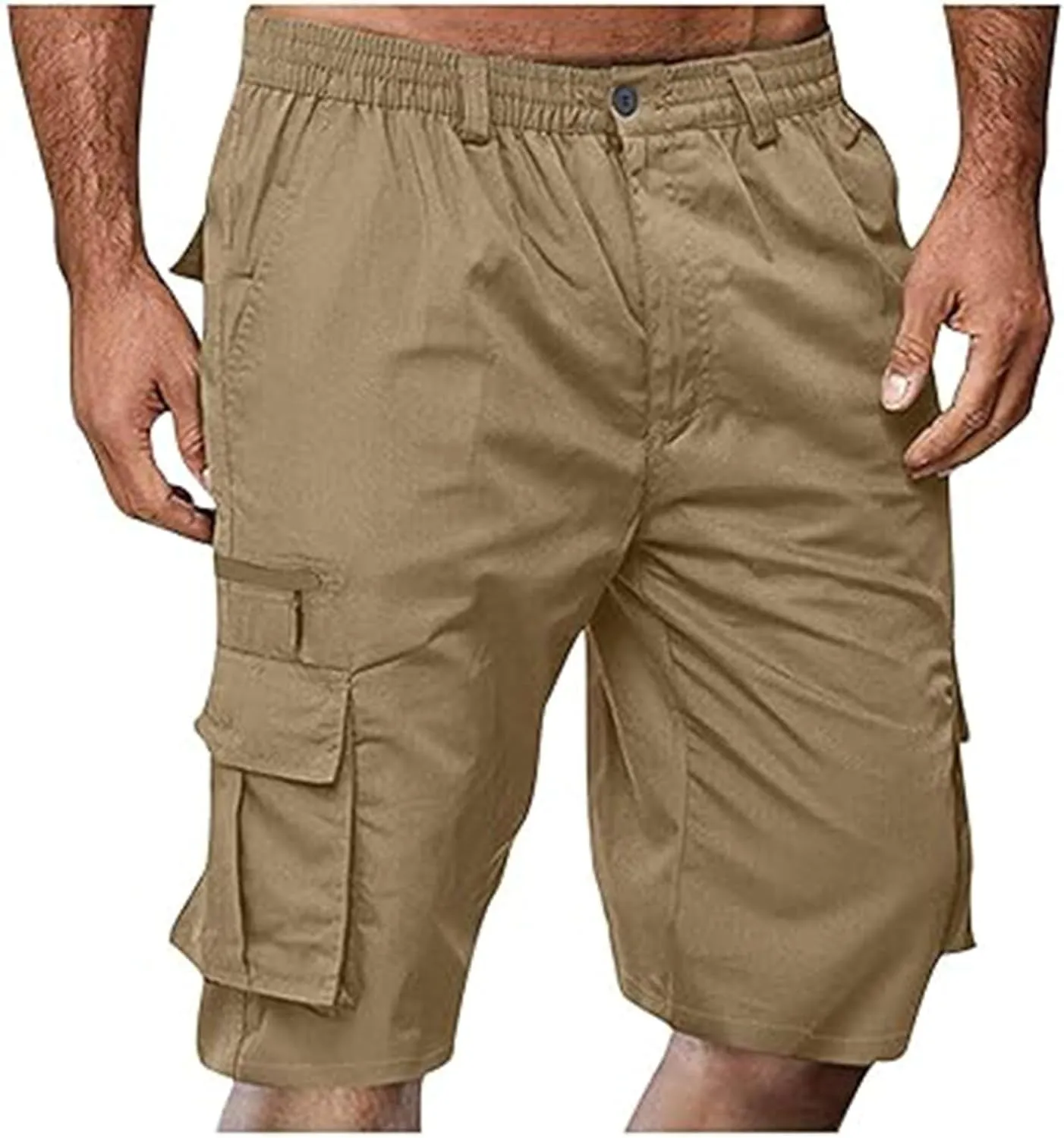 Mens Cargo Shorts Drawstring Elastic Waist Pants Stretch Lightweight Work Shorts 2025 Casual Summer Hiking Pants