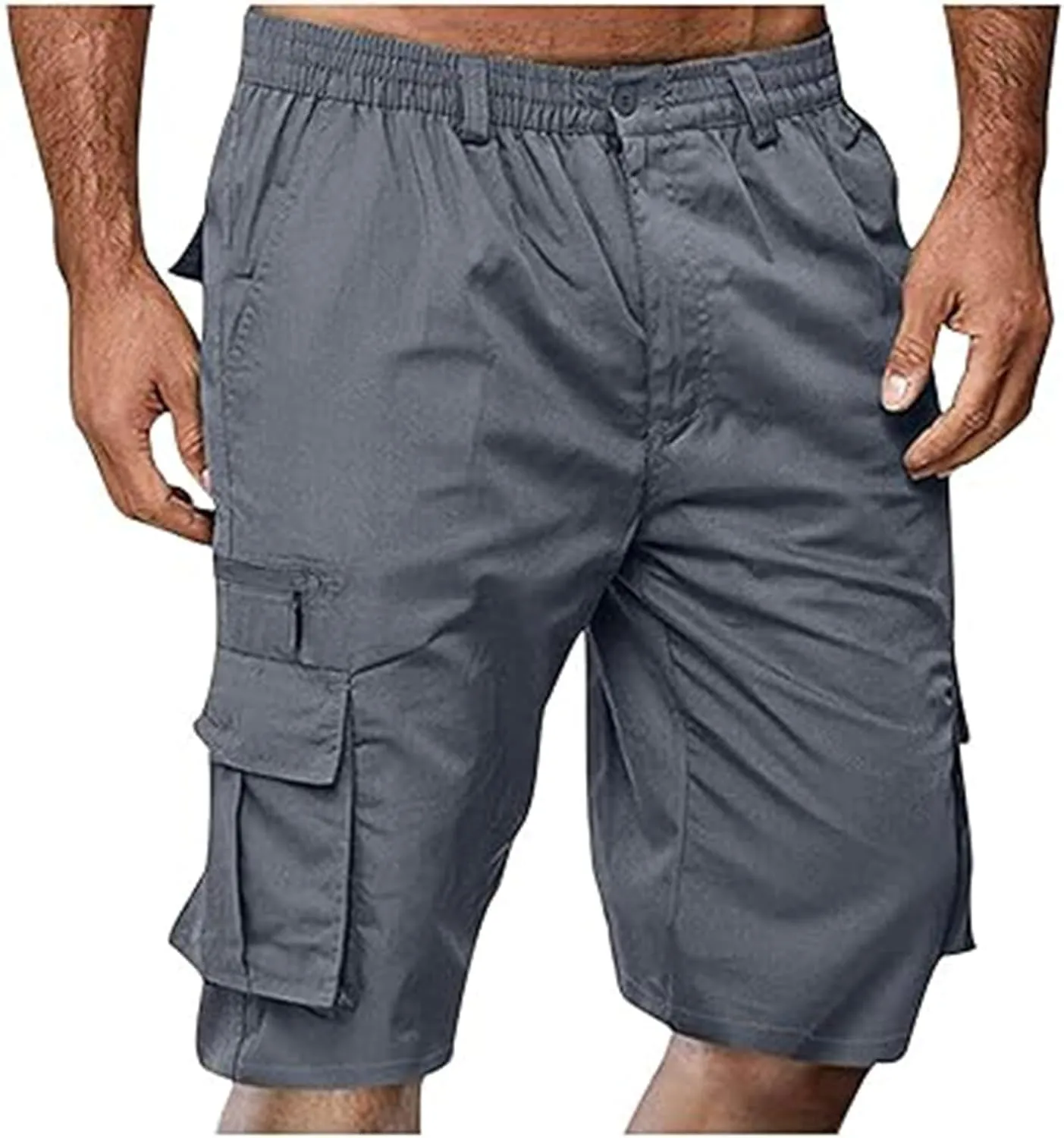 Mens Cargo Shorts Drawstring Elastic Waist Pants Stretch Lightweight Work Shorts 2025 Casual Summer Hiking Pants
