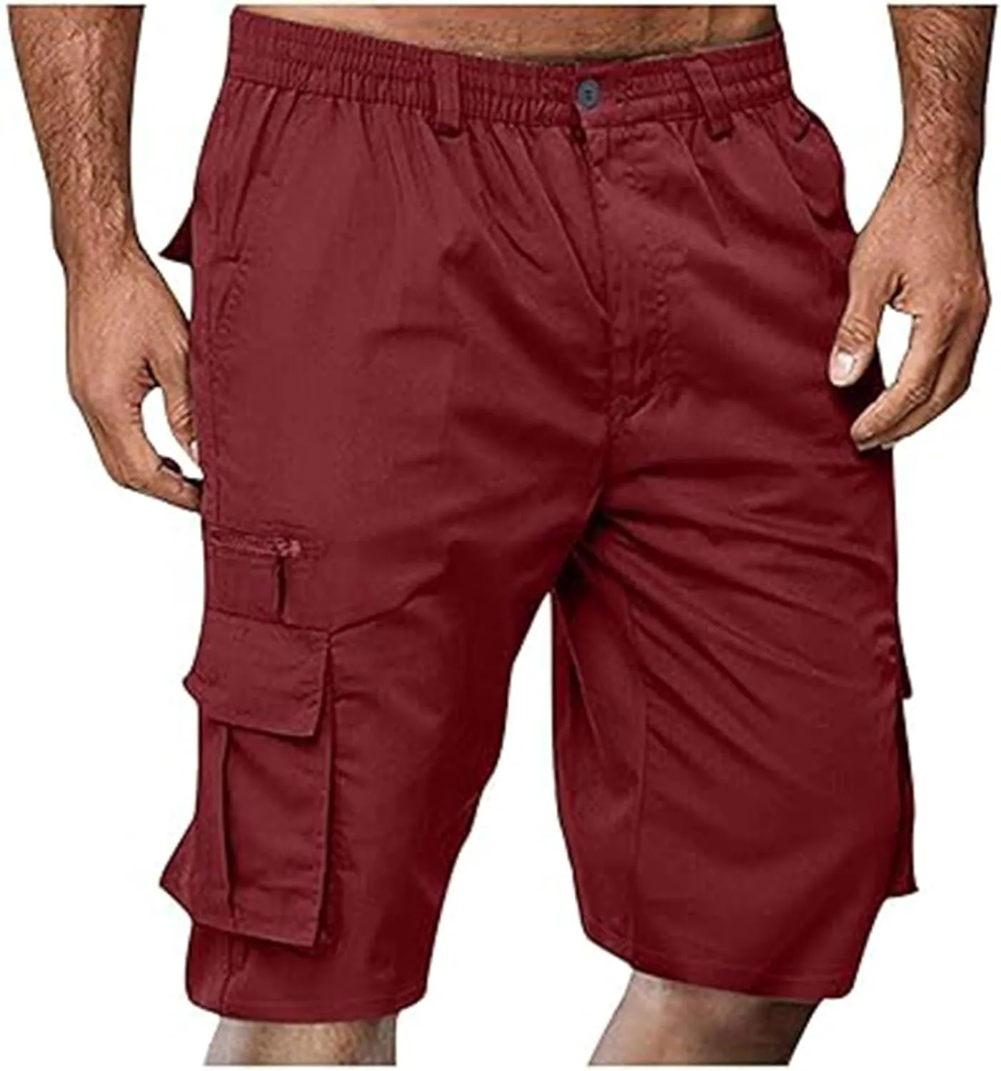 Mens Cargo Shorts Drawstring Elastic Waist Pants Stretch Lightweight Work Shorts 2025 Casual Summer Hiking Pants