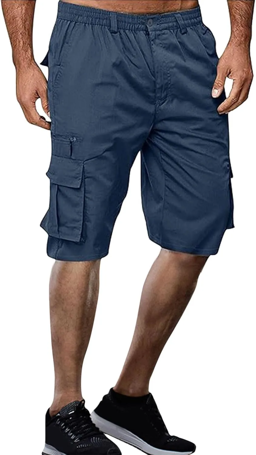 Mens Cargo Shorts Drawstring Elastic Waist Pants Stretch Lightweight Work Shorts 2025 Casual Summer Hiking Pants