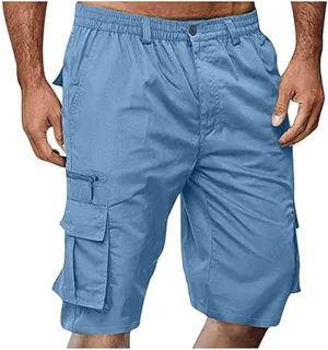 Mens Cargo Shorts Drawstring Elastic Waist Pants Stretch Lightweight Work Shorts 2025 Casual Summer Hiking Pants