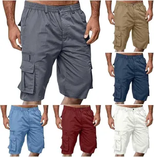 Mens Cargo Shorts Drawstring Elastic Waist Pants Stretch Lightweight Work Shorts 2025 Casual Summer Hiking Pants