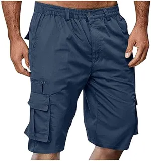 Mens Cargo Shorts Drawstring Elastic Waist Pants Stretch Lightweight Work Shorts 2025 Casual Summer Hiking Pants
