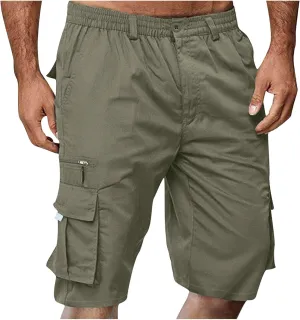 Mens Cargo Shorts Drawstring Elastic Waist Pants Stretch Lightweight Workout Shorts 2025 Casual Summer Hiking Pants