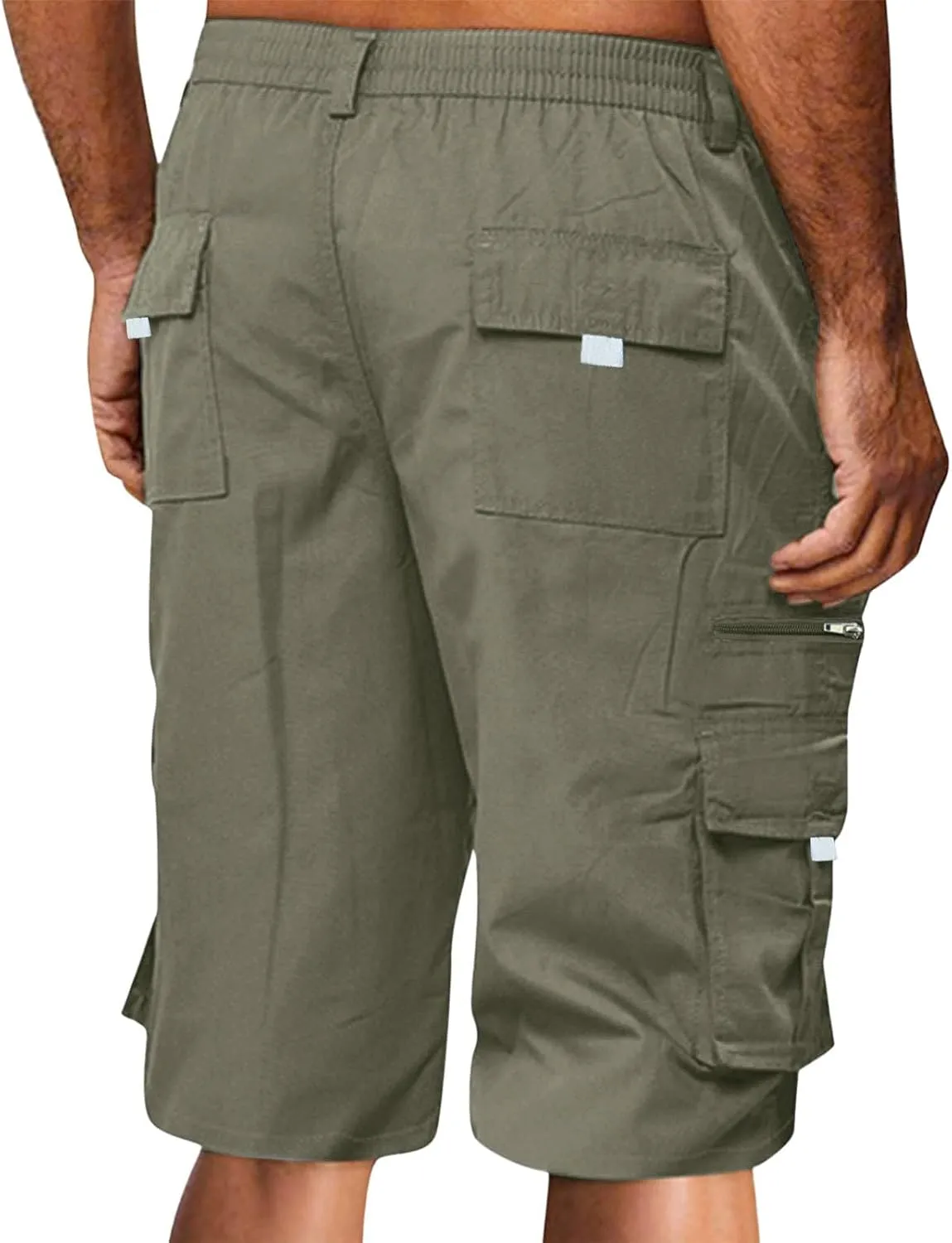 Mens Cargo Shorts Drawstring Elastic Waist Pants Stretch Lightweight Workout Shorts 2025 Casual Summer Hiking Pants
