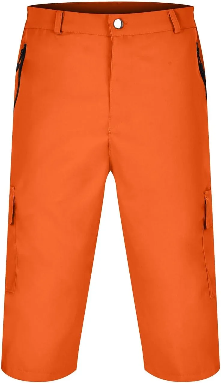 Mens Cargo Shorts Workout Gym Shorts Quick Dry 3/4 Capri Pants Zipper Pockets Hiking Athletic Shorts
