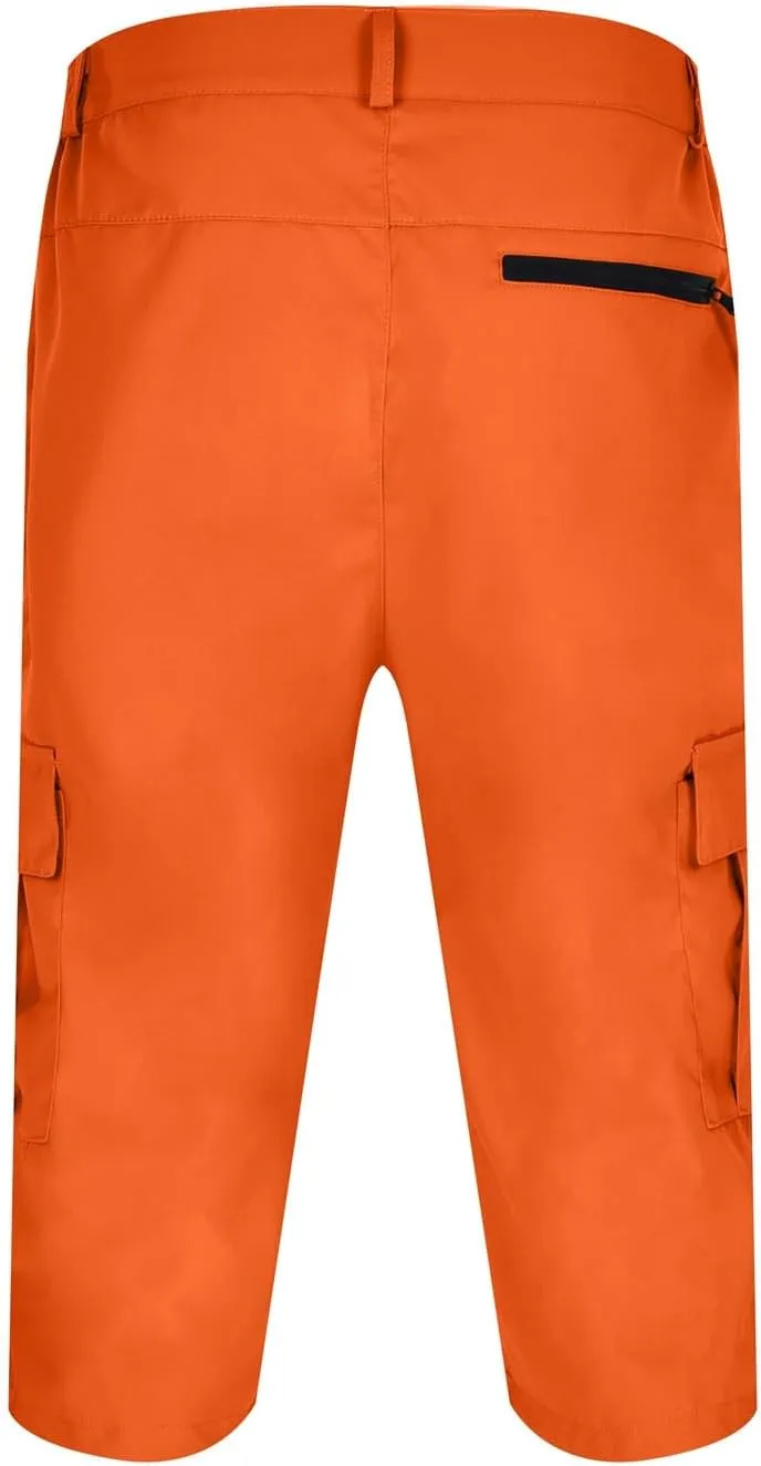 Mens Cargo Shorts Workout Gym Shorts Quick Dry 3/4 Capri Pants Zipper Pockets Hiking Athletic Shorts