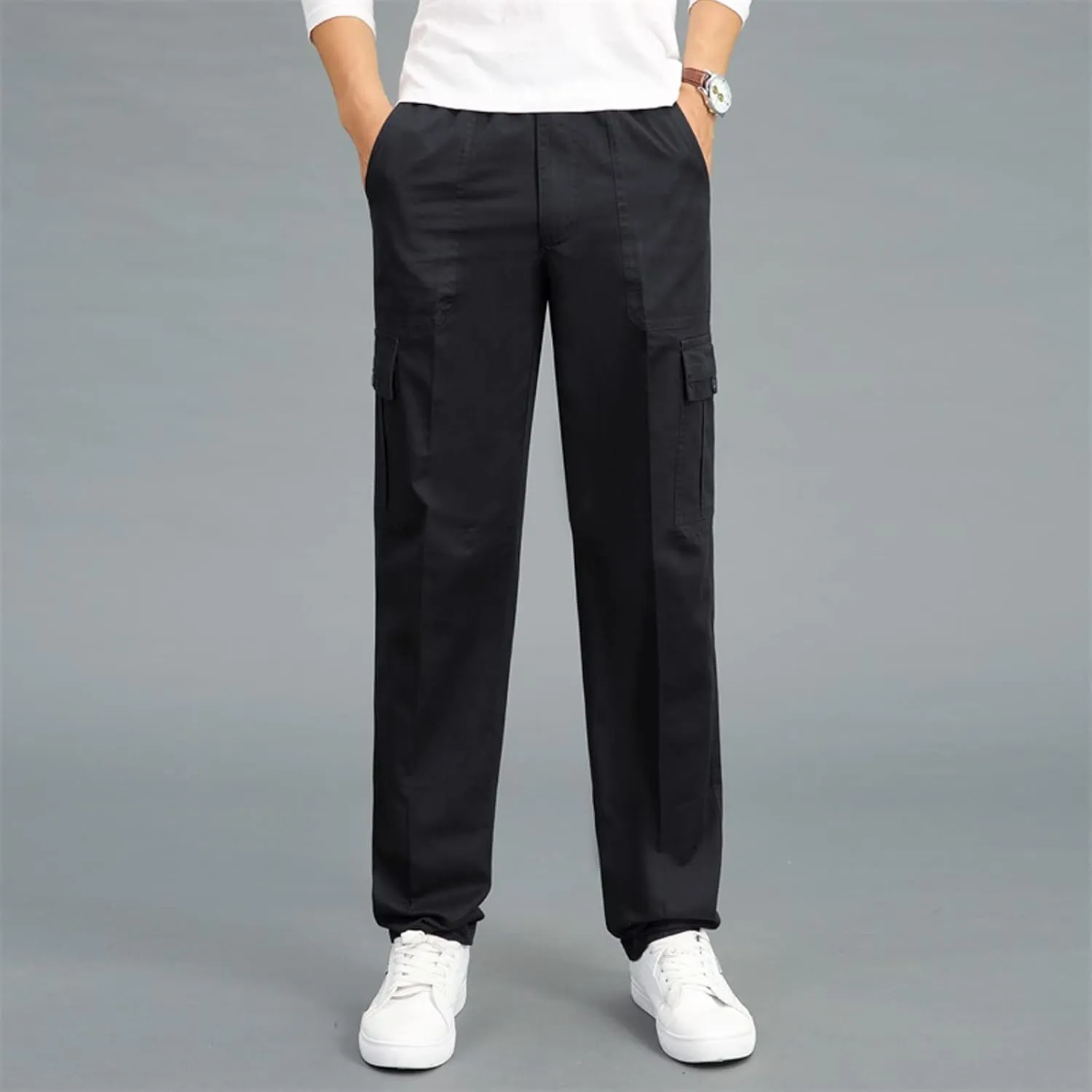 Mens Cargo Work Pants Men's Relaxed-Fit Stretch Cargo Pants Multi Pocket Military Camo Combat Work Pants Work Trousers