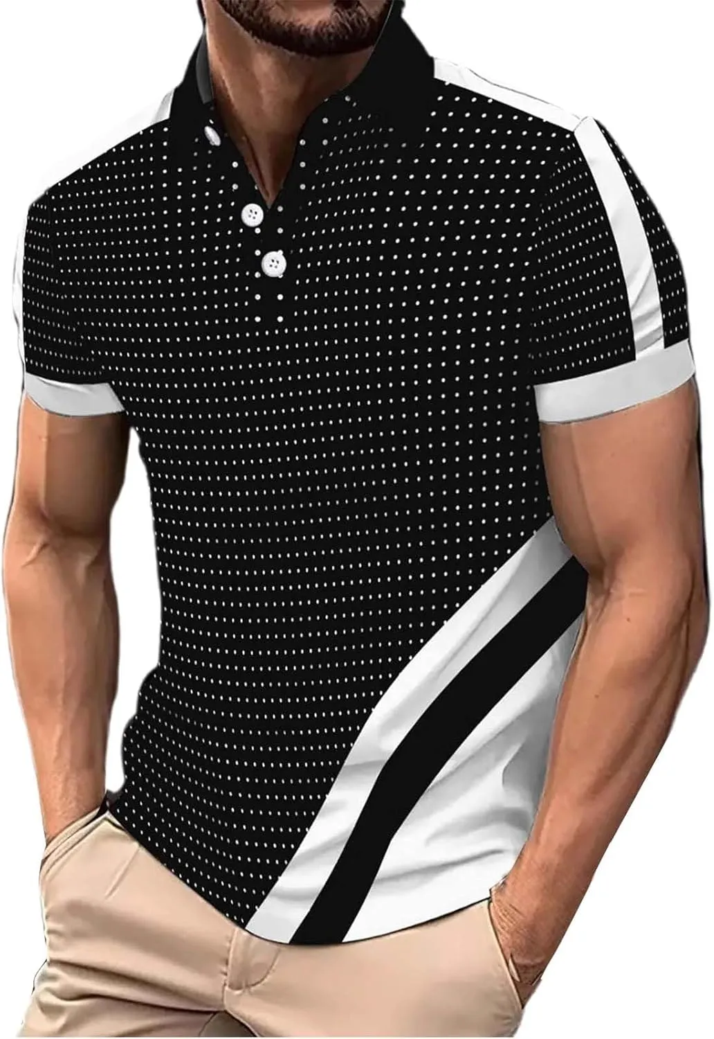 Men's Casual Polo Shirt Athletic Gym Bodybuilding Performance Workout Tee Tops Quick Dry Fitness Sport Running Shirts