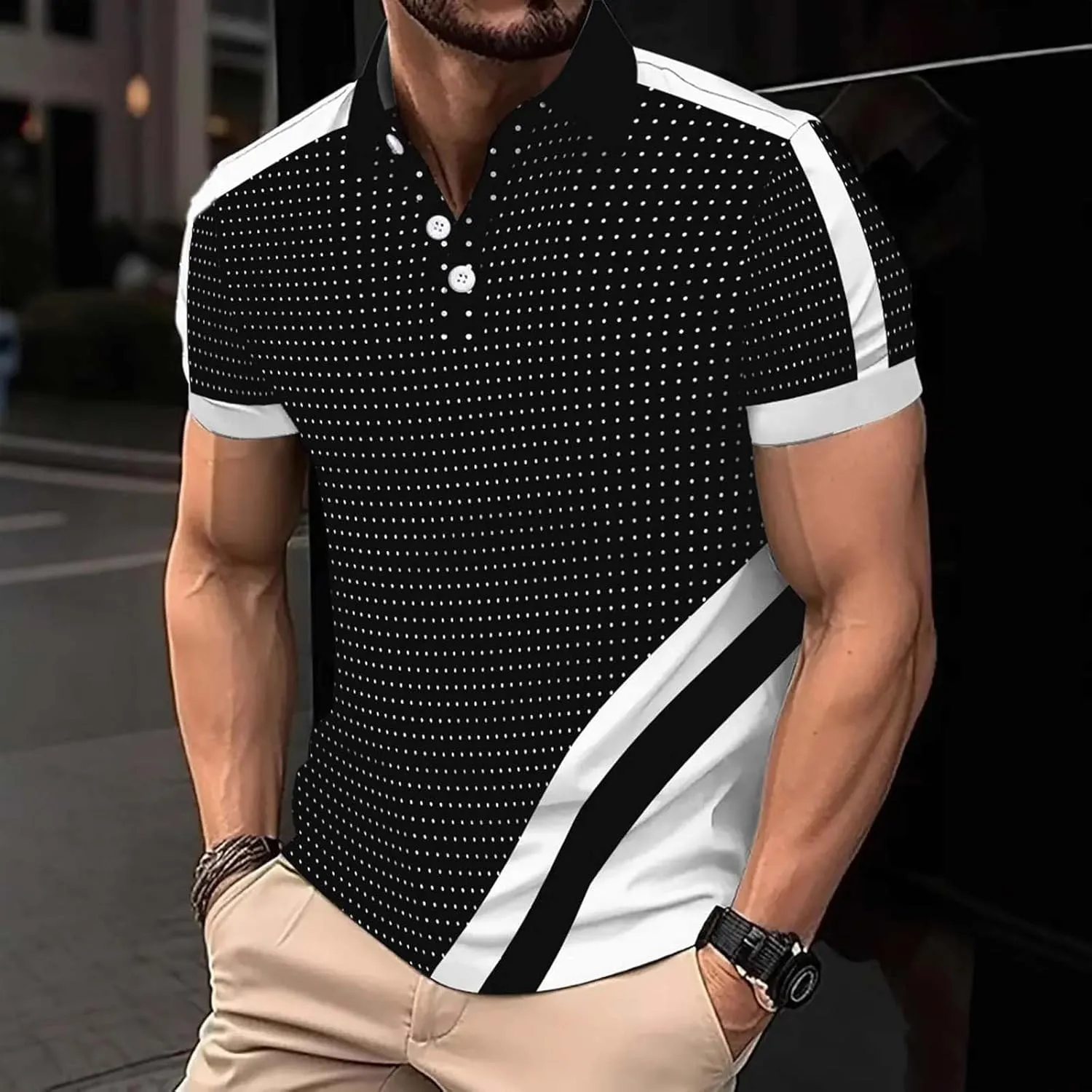 Men's Casual Polo Shirt Athletic Gym Bodybuilding Performance Workout Tee Tops Quick Dry Fitness Sport Running Shirts