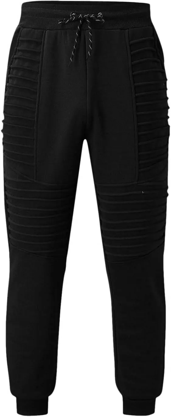 Mens Fashion Stretch Pleated Twill Jogger Sweatpants Big and Tall Lightweight Athletic Tapered Jogger Running Pants