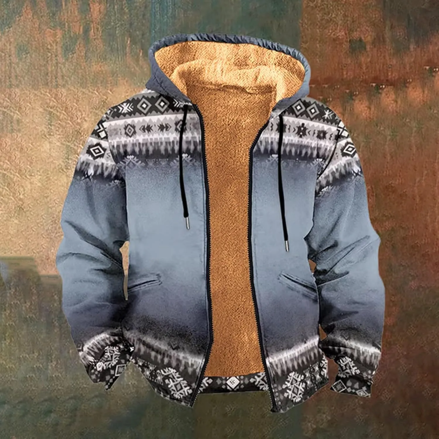 Men's Full Zip Up Fleece Flannel Jackets Camo Camouflage Hoodies Warm Sweater Coat Hunting Performance Sweatshirt