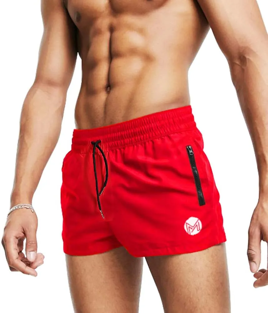 Men's Gym Workout Shorts, 3" Bodybuilding Running Shorts, 3 inch Athletic Gym Shorts with Zipper Pockets