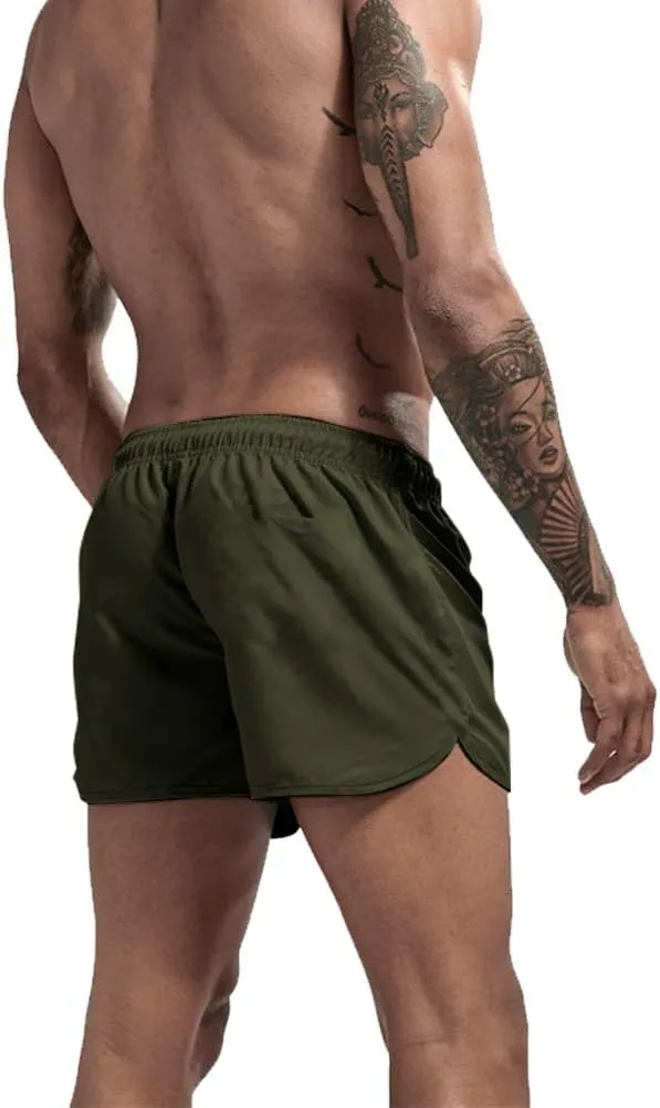 Men's Gym Workout Shorts, 3" Bodybuilding Running Shorts, 3 inch Athletic Gym Shorts with Zipper Pockets