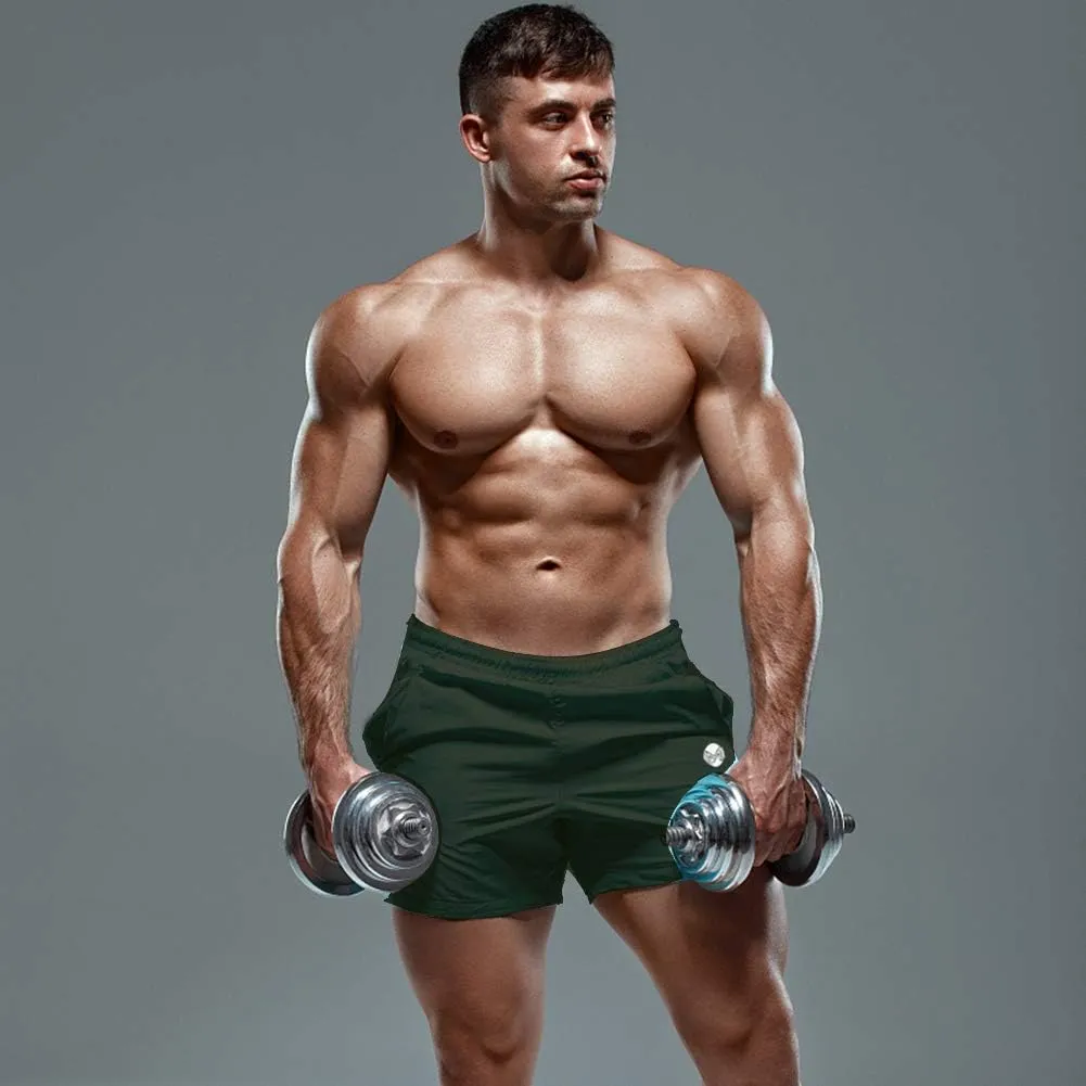 Men's Gym Workout Shorts, 3" Bodybuilding Running Shorts, 3 inch Athletic Gym Shorts with Zipper Pockets