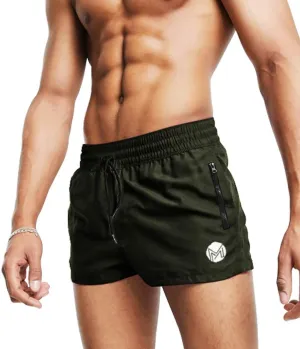 Men's Gym Workout Shorts, 3" Bodybuilding Running Shorts, 3 inch Athletic Gym Shorts with Zipper Pockets